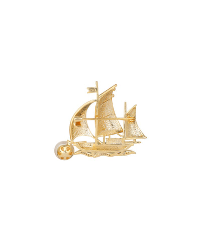 Sailboat Brooch With Faux Pearl Detail | Stylika