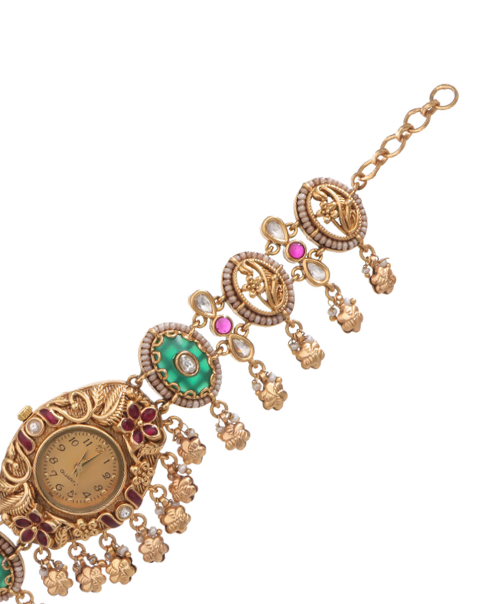 Temple Inspired Ghungroo Heritage Bracelet Watch (Mint) | Stylika