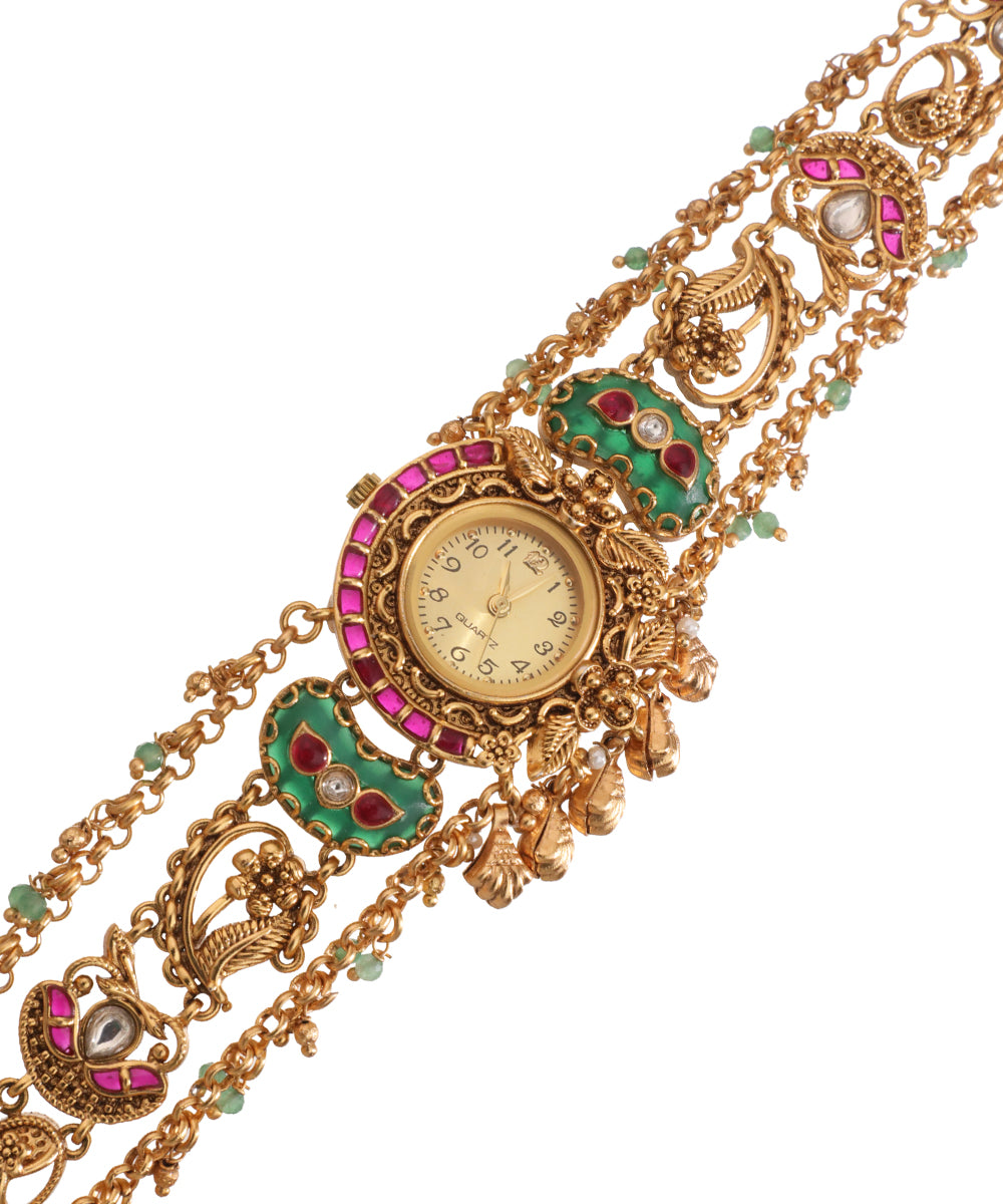 Intricate Enamel Heritage Bracelet Watch (Mint) | Stylika