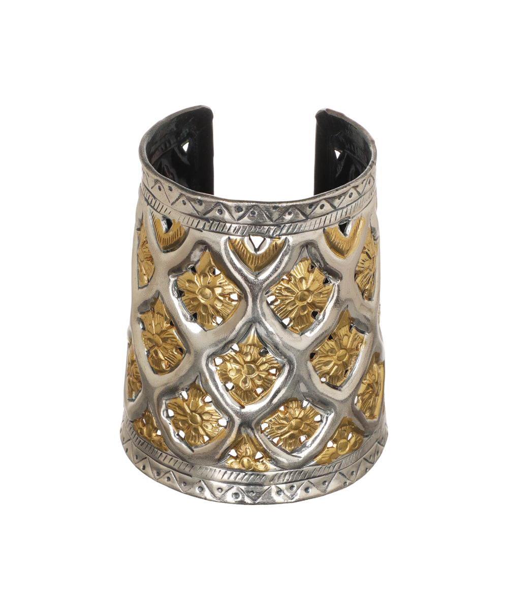 Floral Cutwork Oxidised Cuff Bracelet | Stylika