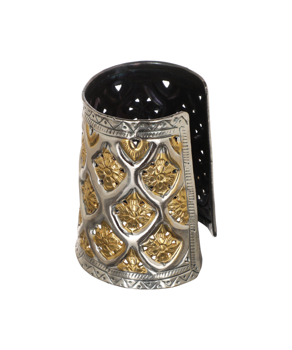 Floral Cutwork Oxidised Cuff Bracelet | Stylika