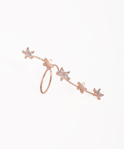 Elegant Twisting Floral Petal Sparkle Ring | Stylika