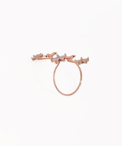 Elegant Twisting Floral Petal Sparkle Ring | Stylika