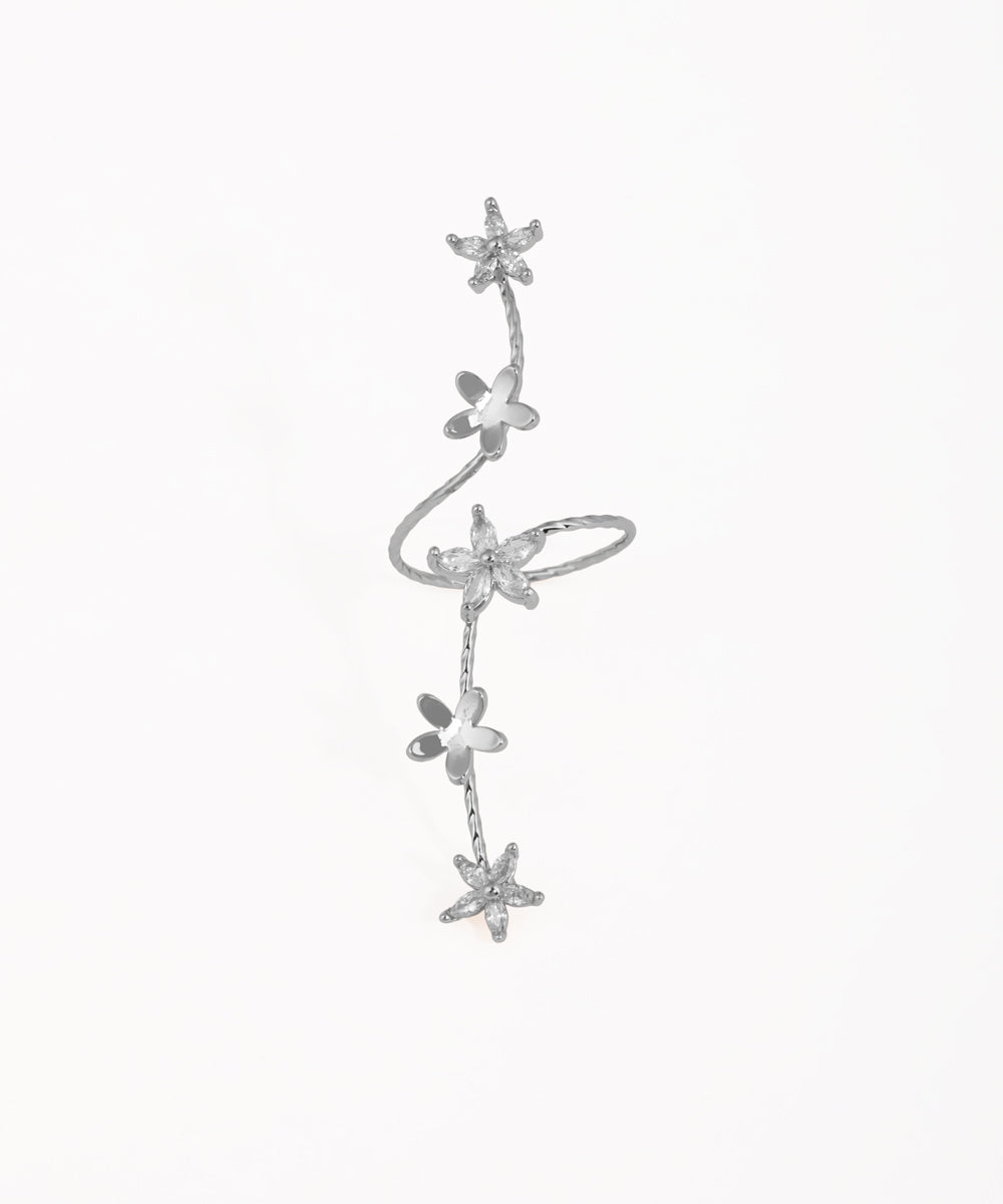 Elegant Twisting Floral Petal Sparkle Ring | Stylika