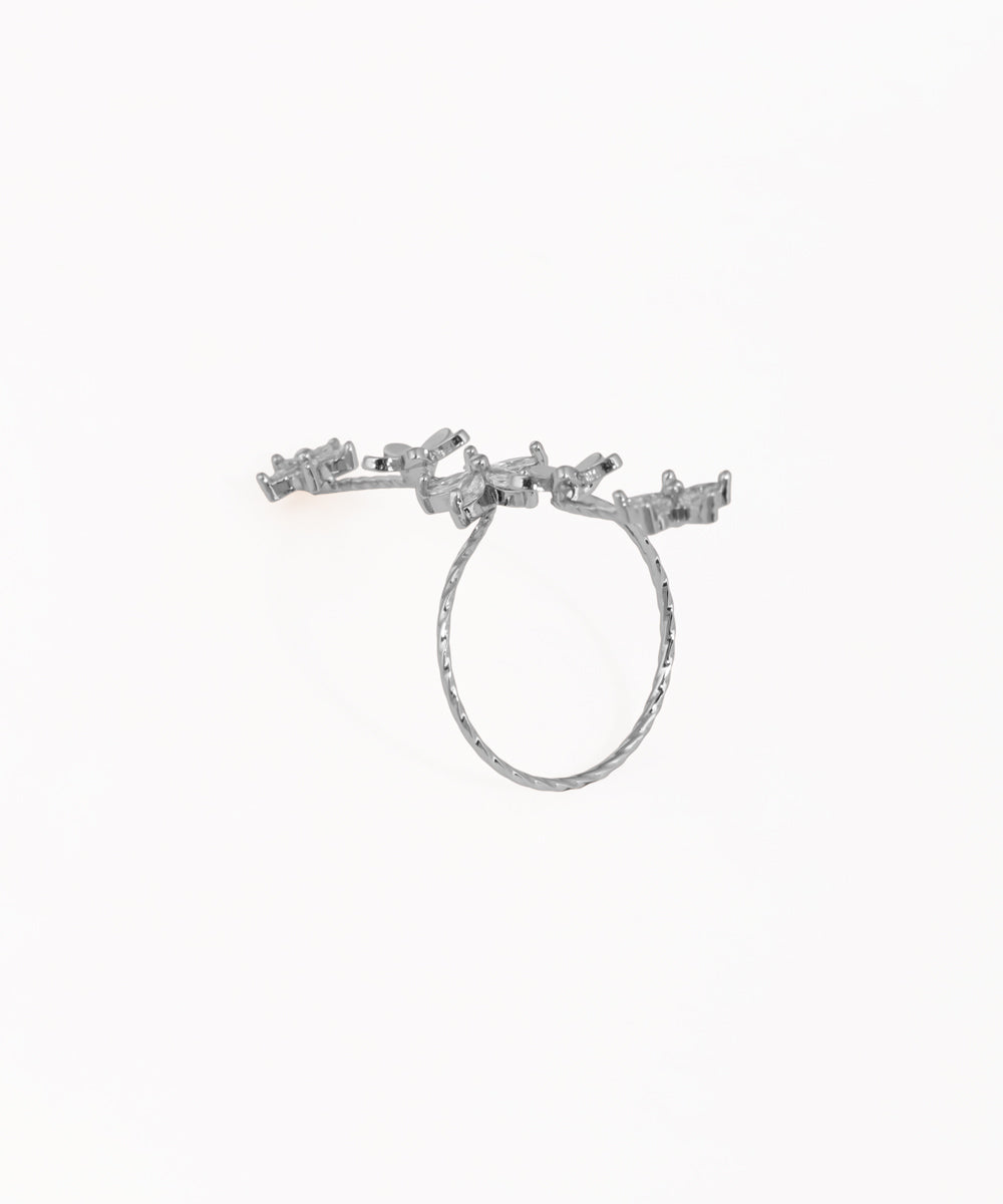 Elegant Twisting Floral Petal Sparkle Ring | Stylika