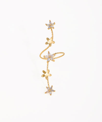 Elegant Twisting Floral Petal Sparkle Ring | Stylika