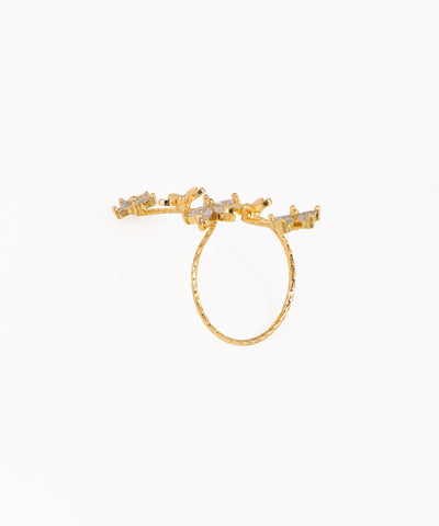 Elegant Twisting Floral Petal Sparkle Ring | Stylika