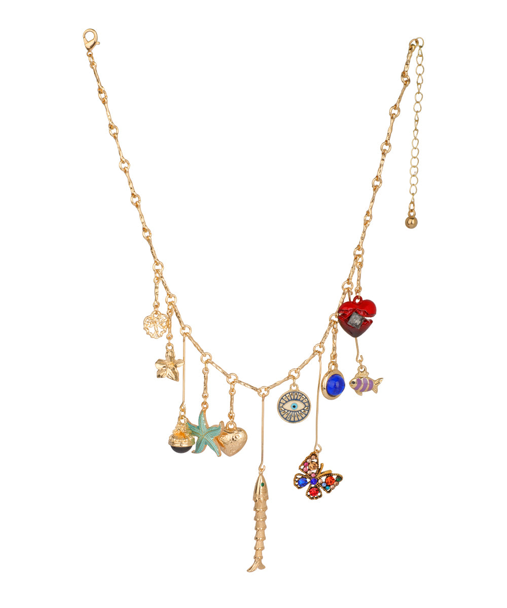 Charm Detail Multi Motif Layered Style Necklace | Stylika