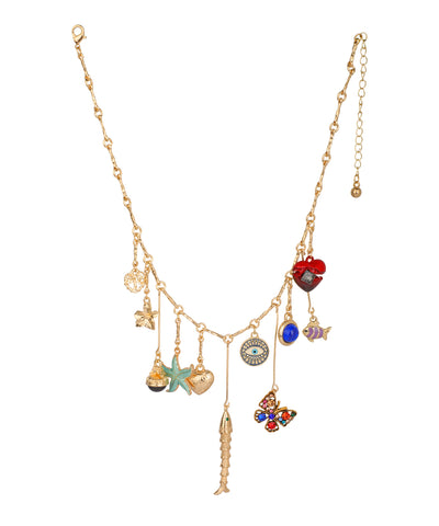 Charm Detail Multi Motif Layered Style Necklace | Stylika