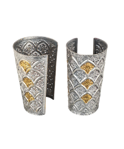 Ox Cuff Bracelet with alternating floral cutwork detail
