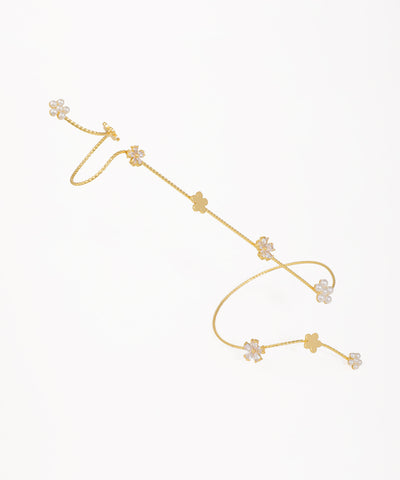 Interconnected Floral Charm Hand Cuffs for Women | Stylika