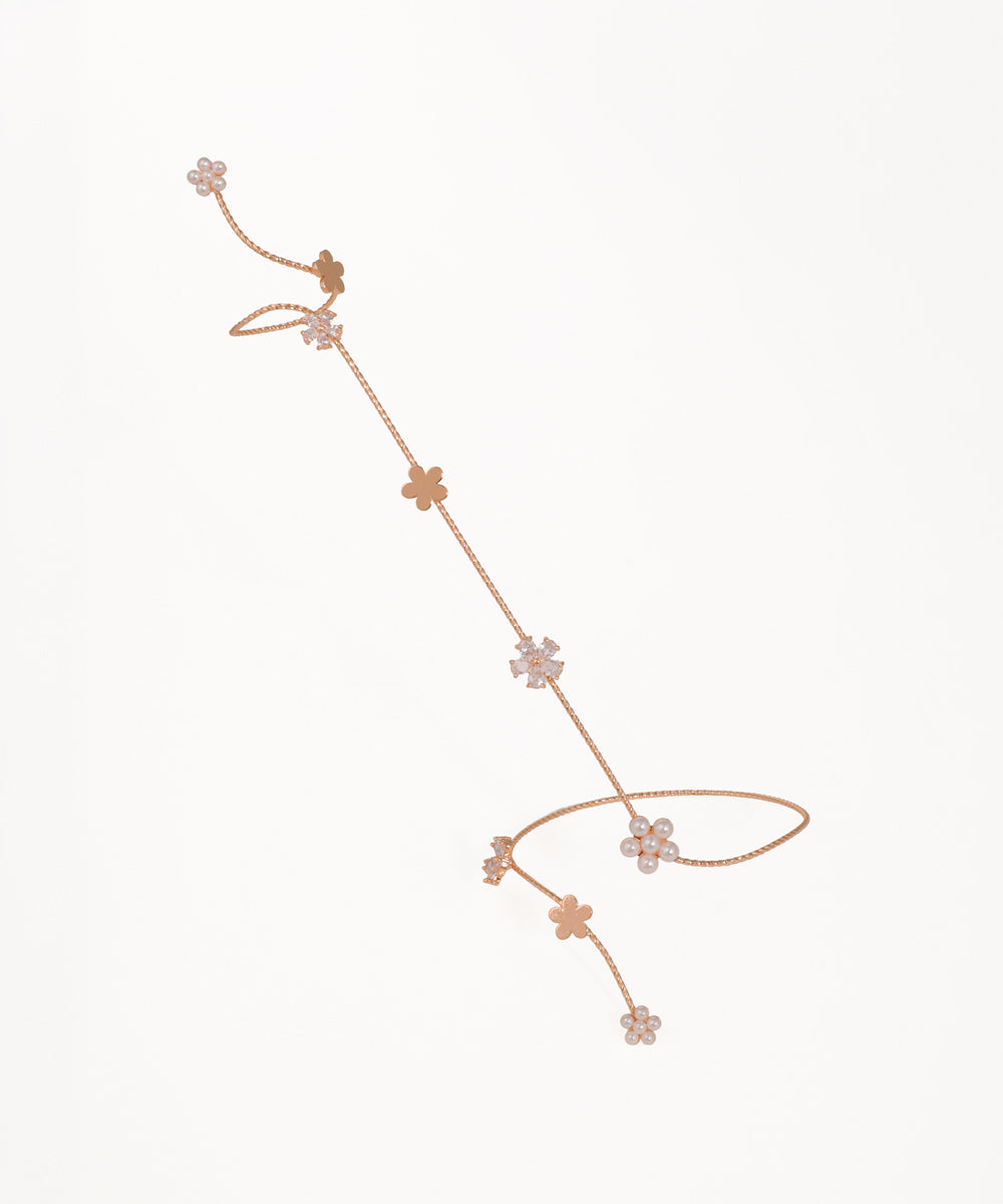 Interconnected Floral Charm Hand Cuffs for Women | Stylika