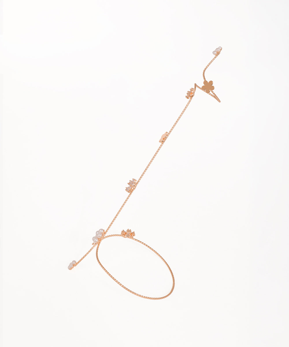 Interconnected Floral Charm Hand Cuffs for Women | Stylika