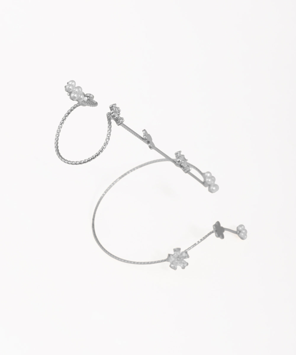 Interconnected Floral Charm Hand Cuffs for Women | Stylika
