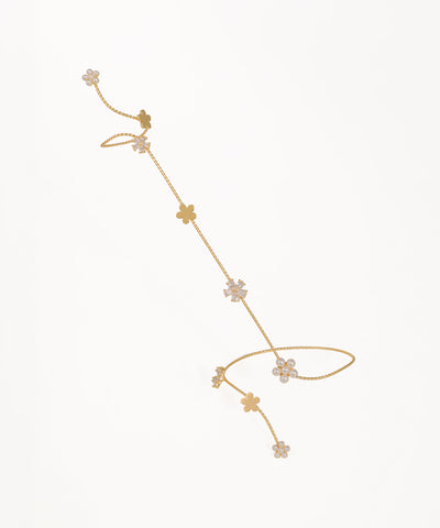 Interconnected Floral Charm Hand Cuffs for Women | Stylika