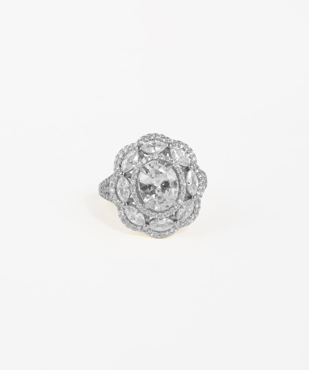Marquise Halo Cluster Statement Ring | Stylika