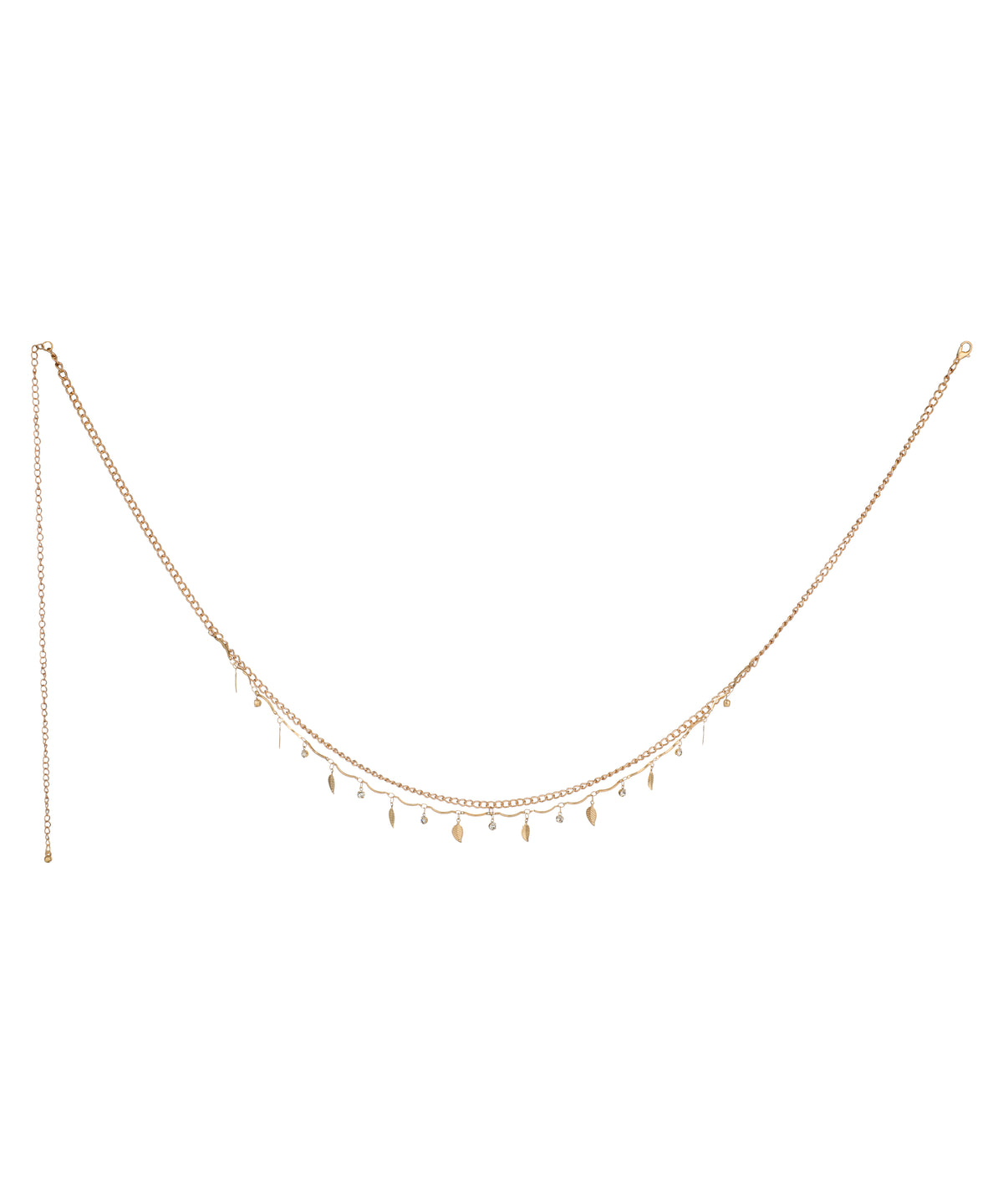 Layered Leaf and Crystal Waist Chain | Stylika