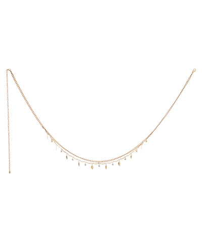 Layered Leaf and Crystal Waist Chain | Stylika