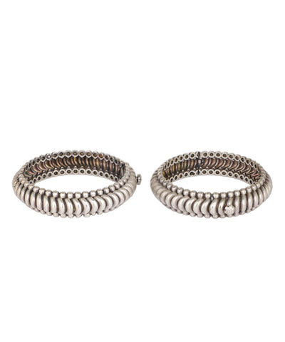 Ribbed Beaded Oxidised Bangle | Stylika