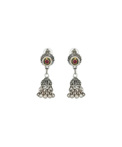 Floral Medallion Oxidised Pendant Necklace Set | Stylika