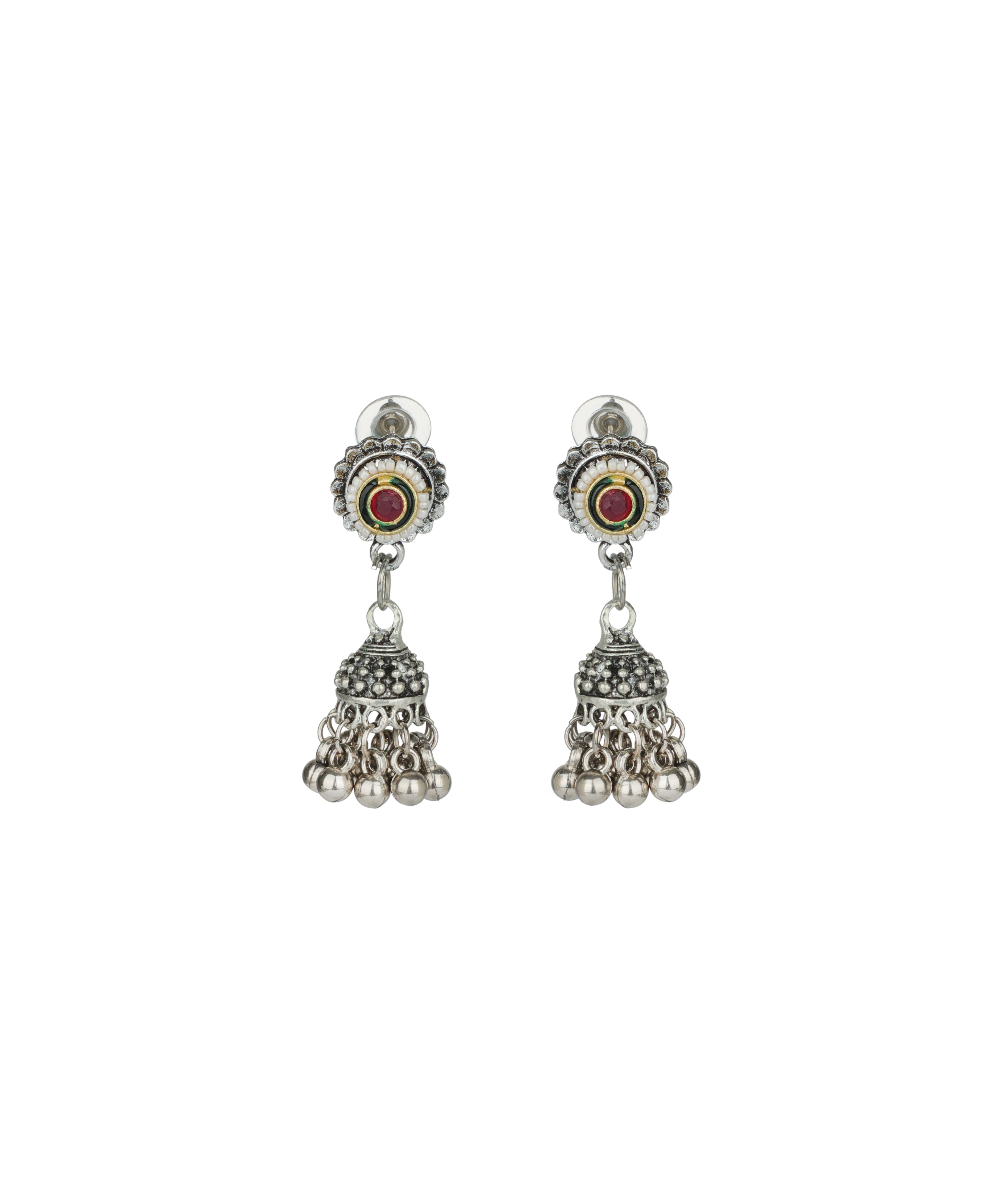 Floral Medallion Oxidised Pendant Necklace Set | Stylika