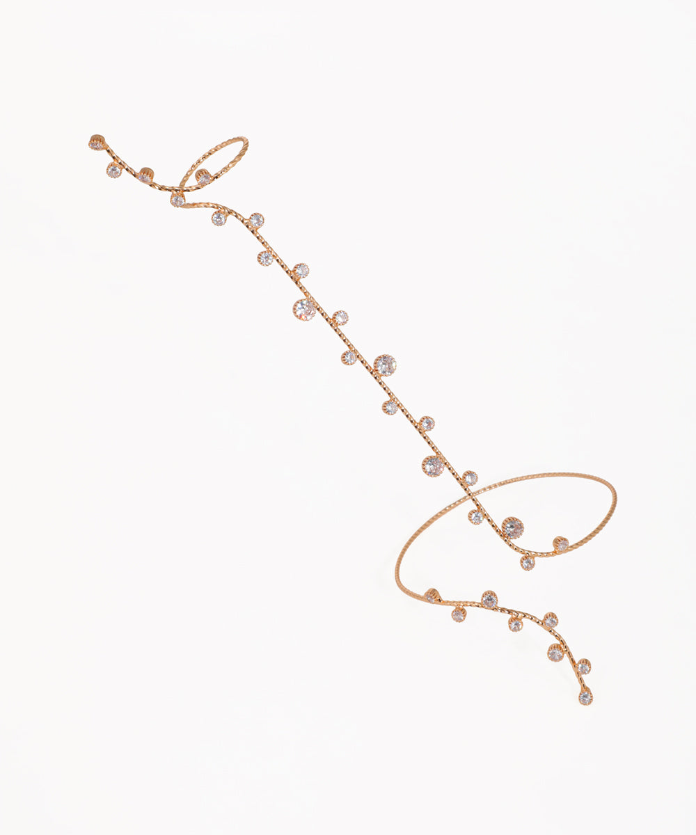 Sculptural Winding Sparkle Hand Cuffs | Stylika