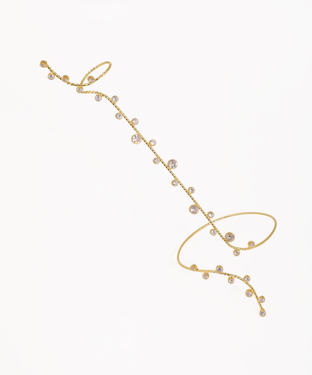 Sculptural Winding Sparkle Hand Cuffs | Stylika