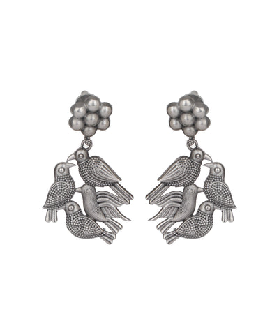Bird Motif Oxidised Statement Necklace Set | Stylika