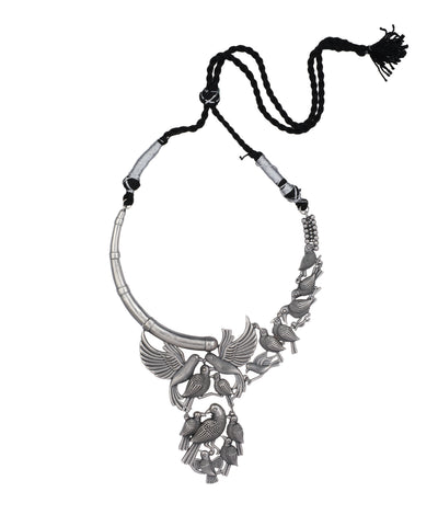 Bird Motif Oxidised Statement Necklace Set | Stylika