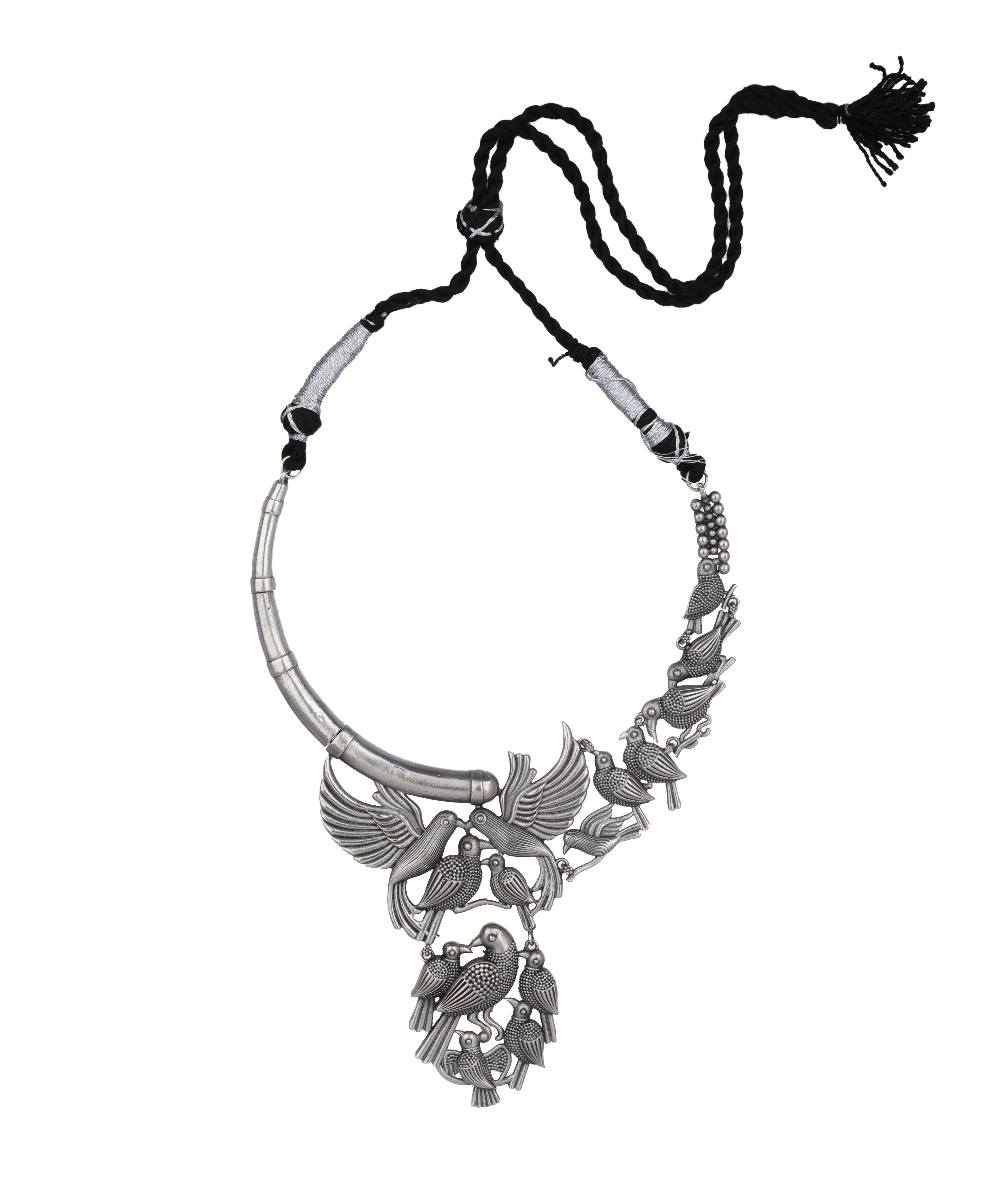 Bird Motif Oxidised Statement Necklace Set | Stylika