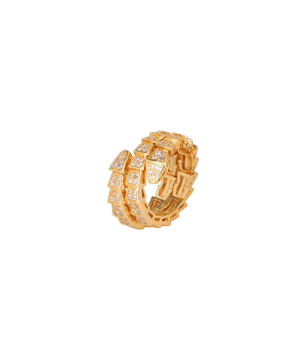 Snake with Crystal Armour Ring | Stylika