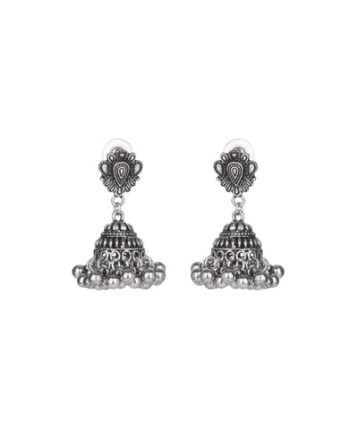Crescent Jhumki Oxidised Necklace Set | Stylika