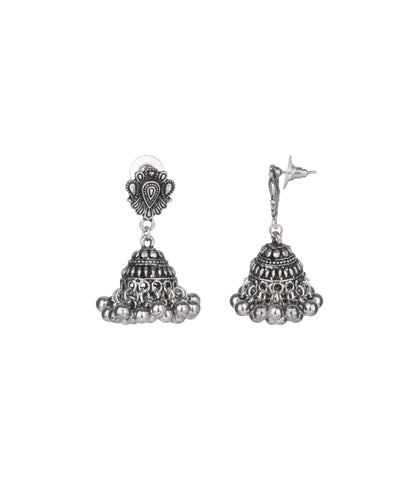 Crescent Jhumki Oxidised Necklace Set | Stylika