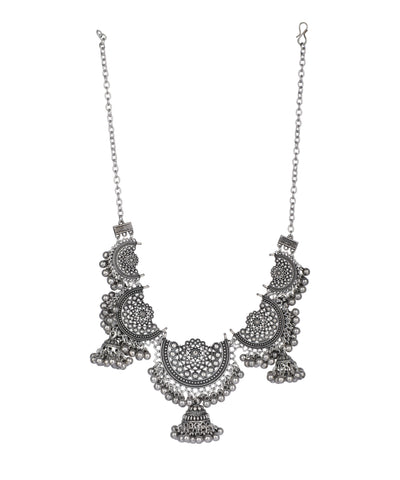 Crescent Jhumki Oxidised Necklace Set | Stylika