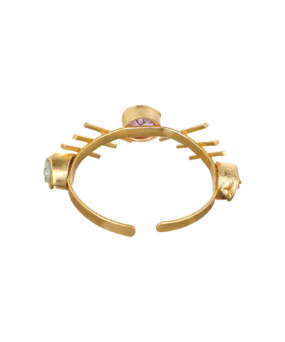 Linear Bar Uncut Rough Stone Open Cuff Bracelet | Stylika