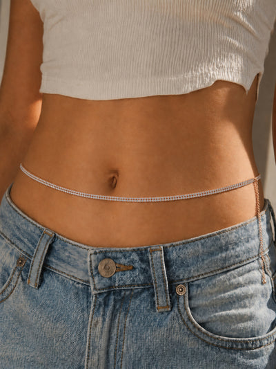 Effortless Minimalist Continuous Sparkle Slim Waist Chain | Stylika