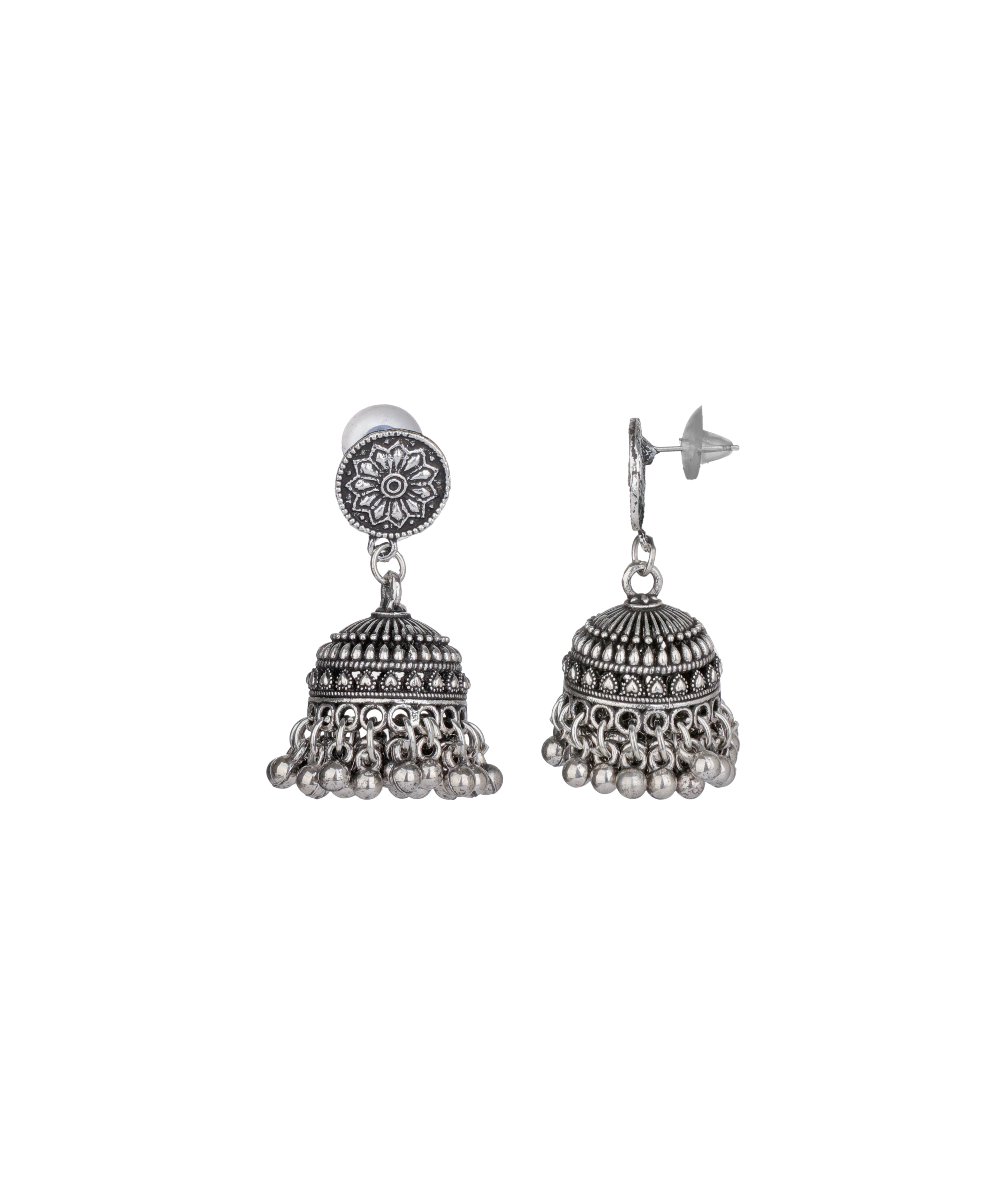 Coin Fringe Oxidised Necklace Set | Stylika