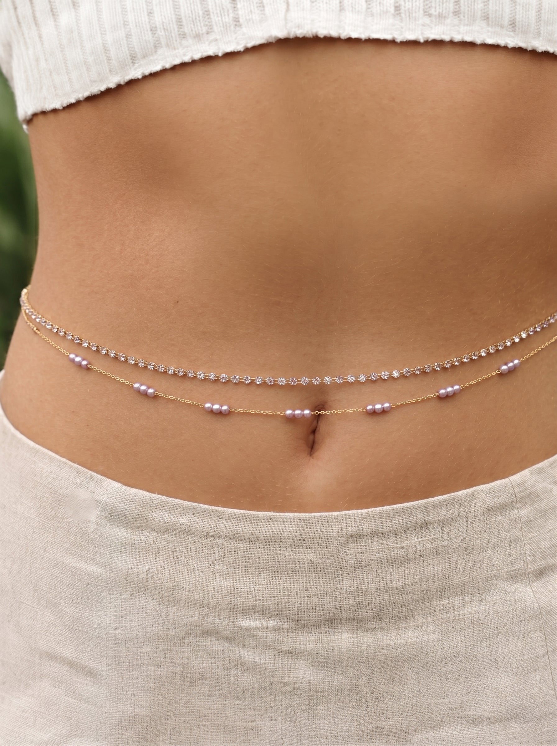 Sparkle Accent Double Layered Waist Chain | Stylika