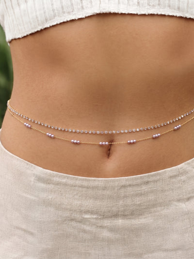 Sparkle Accent Double Layered Waist Chain | Stylika