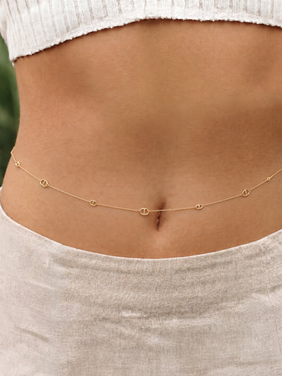 Interlinked Detail Waist Chain with Faux Pearl Drop | Stylika