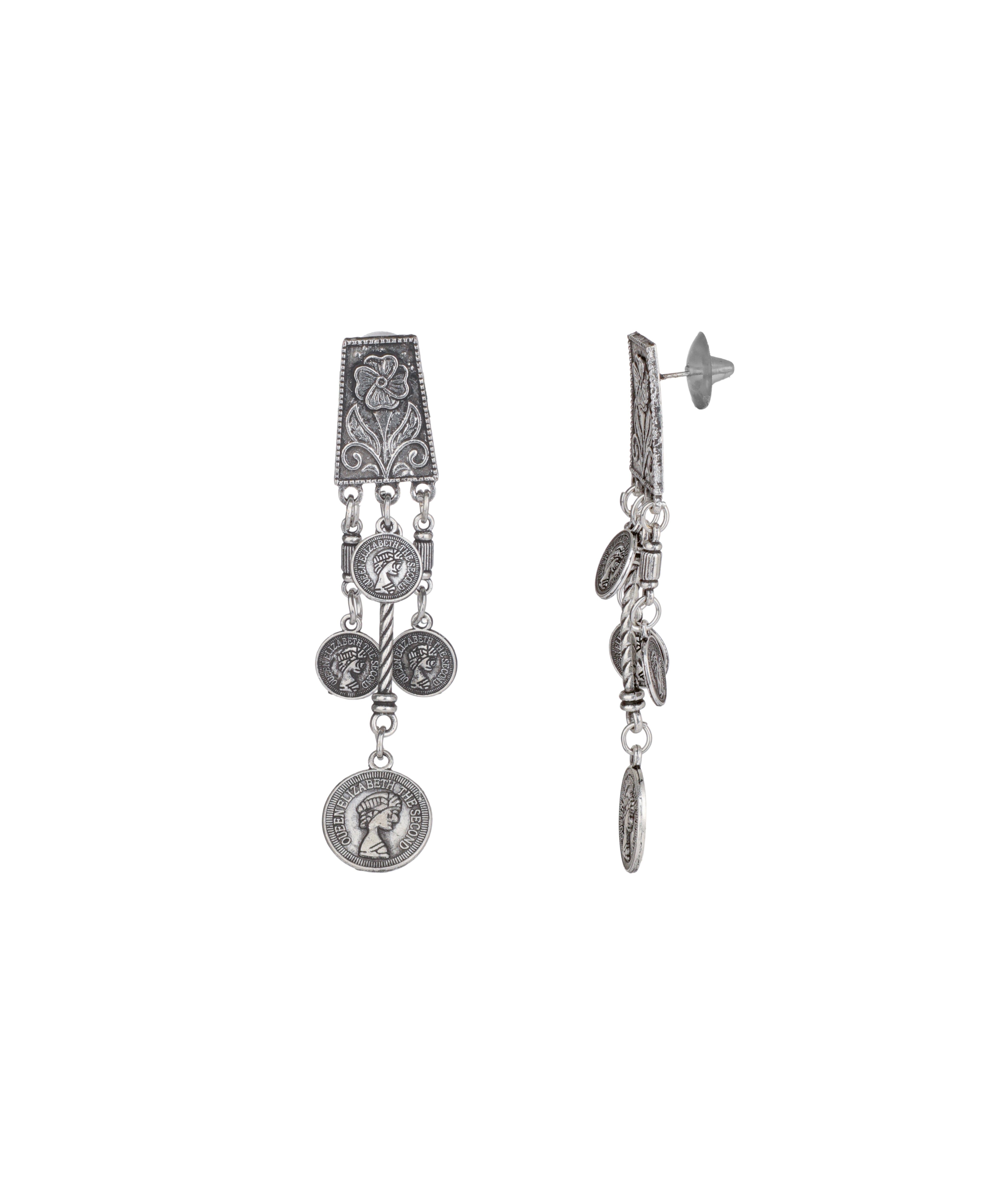 Scroll Panel Coin Necklace Set | Stylika
