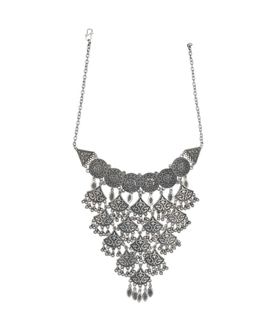 Cascade Fan Oxidised Necklace Set | Stylika