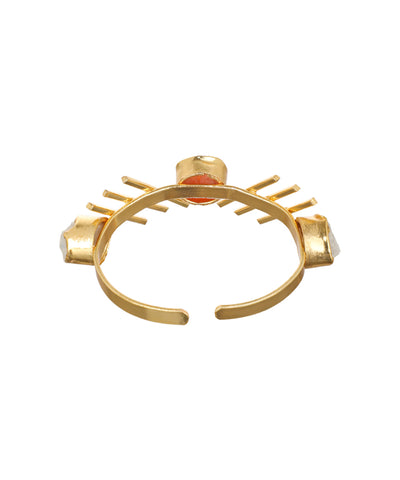 Linear Bar Uncut Rough Stone Open Cuff Bracelet | Stylika