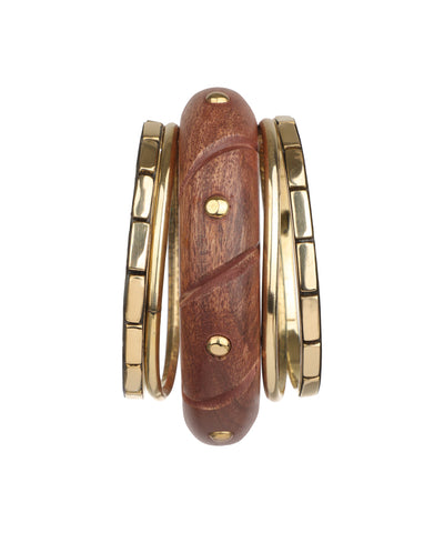 Wooden Kada with Metallic Accents Stacked Design | Stylika