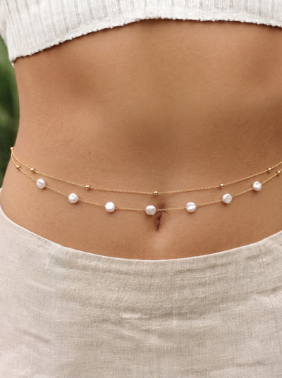 Double Layer Dainty Stone Waist Chain | Stylika