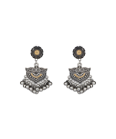 Rosette Fringe Oxidised Necklace Set | Stylika