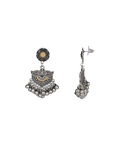 Rosette Fringe Oxidised Necklace Set | Stylika