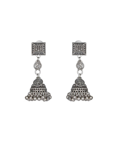 Rosette Coin Oxidised Necklace Set | Stylika