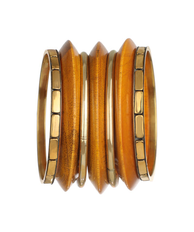 Layered Textured Wooden Stackable Kada Set | Stylika