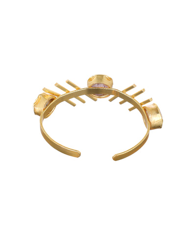 Linear Bar Uncut Rough Stone Open Cuff Bracelet | Stylika